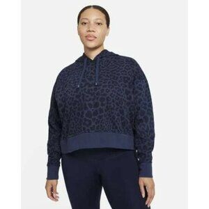 Nike Get Fit Pullover Printed Women Hoodie Size 2X Midnight Navy Cheetah Leopard